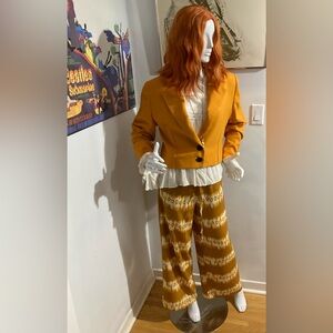 Orange Bohemian Vintage and Retro Complete Outfit - Blazer, top, pants, jewelry.